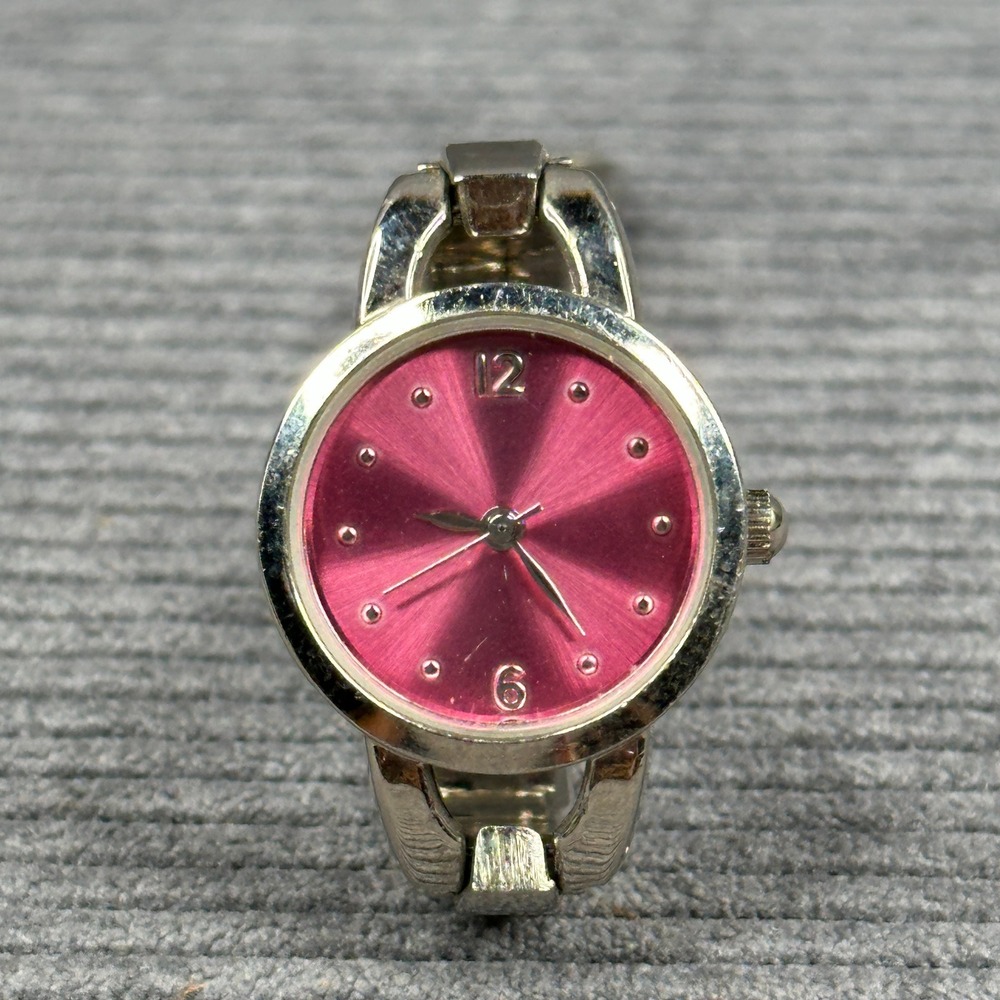 Faded Glory Womens Silver Tone Watch Pink Sunray Dial  Y2k Japan Movt FY1014